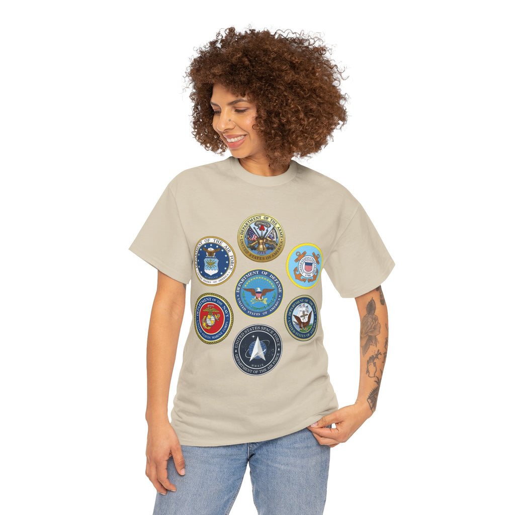 Military Branch Seals T-Shirt — Vintage US Armed Forces Emblems Tee