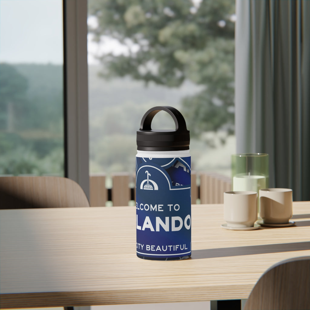 Orlando Stainless Steel Water Bottle — "Welcome to Orlando" Travel Bottle with Handle Lid