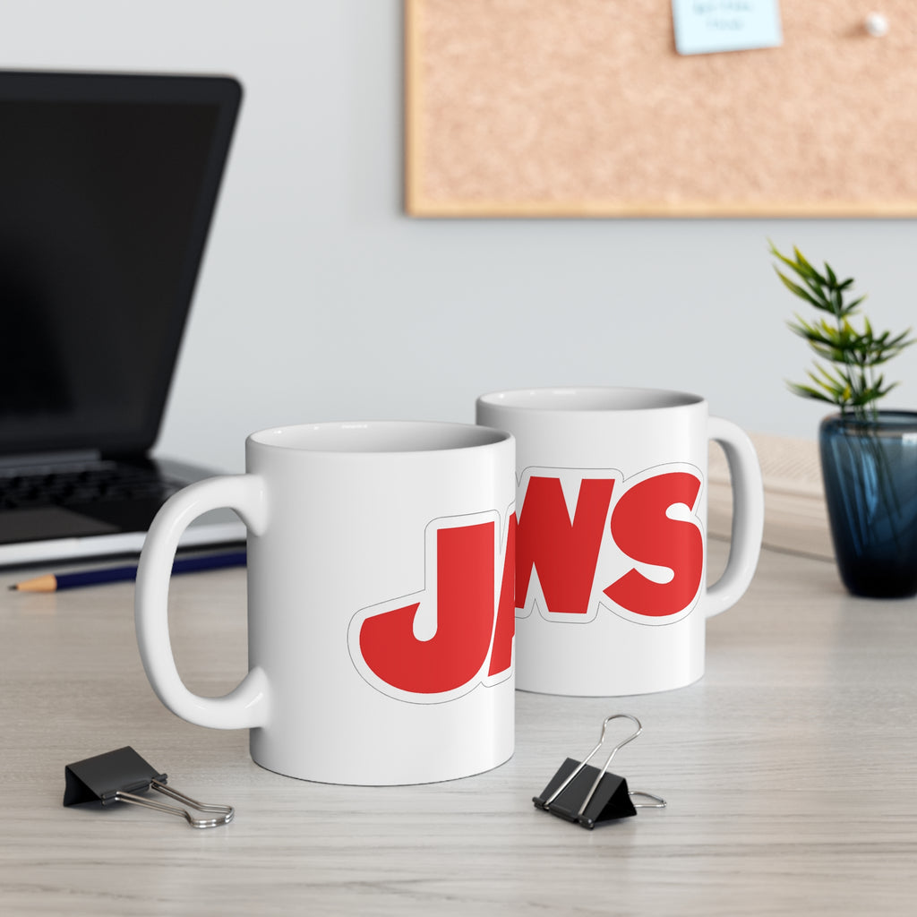 JAWS Bold Logo Coffee Mug — Retro Red Movie Fan Ceramic Cup (11oz, 15oz)
