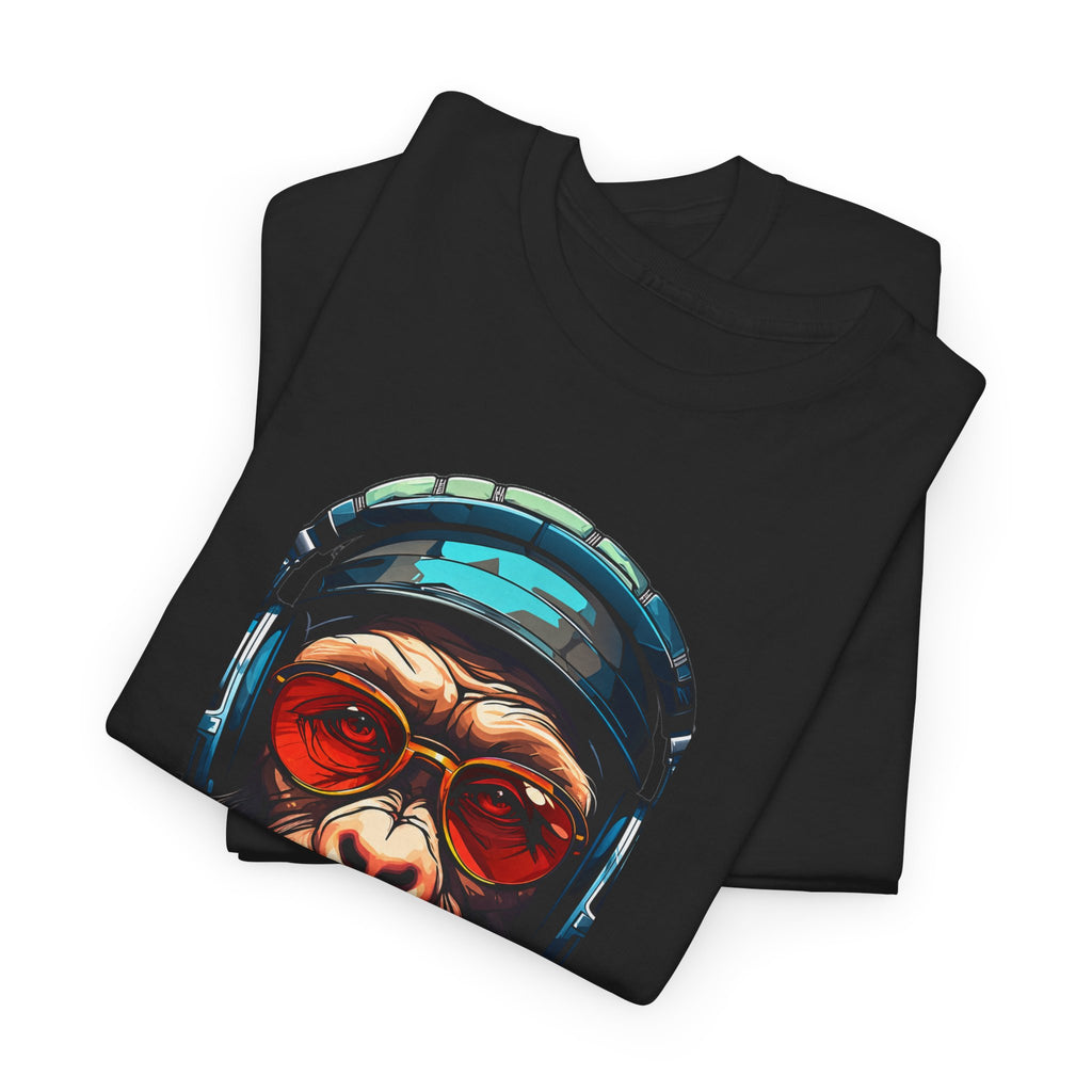 Chimpanzee DJ Graphic Tee — Retro Sunglasses & Headphones Monkey T-Shirt