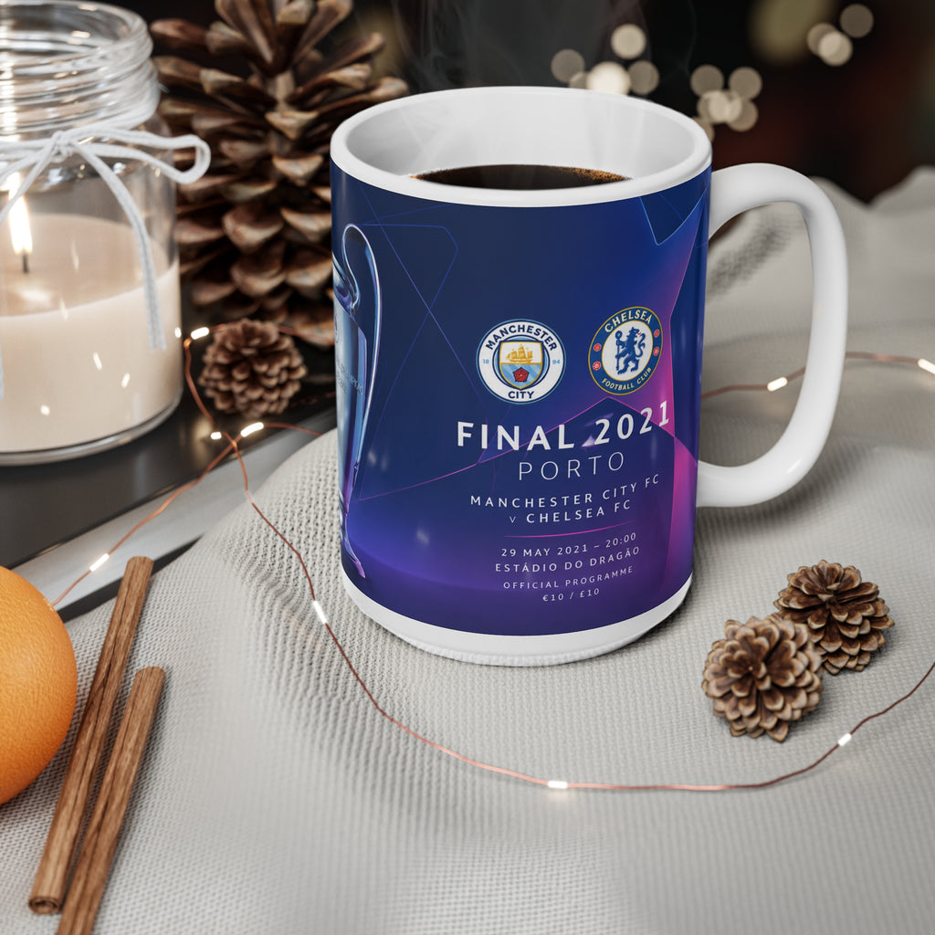2021 Champions League Final Programme Cover Inspired Ceramic Mug — Coffee Cup (11oz/15oz)