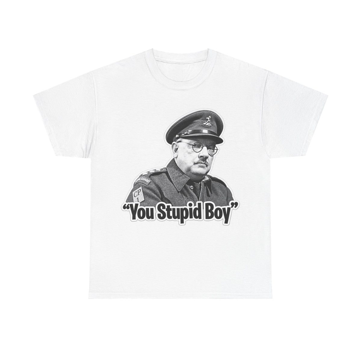 Dads Army Inspired You Stupid Boy T-Shirt — Vintage Cop Illustration Funny Graphic Tee