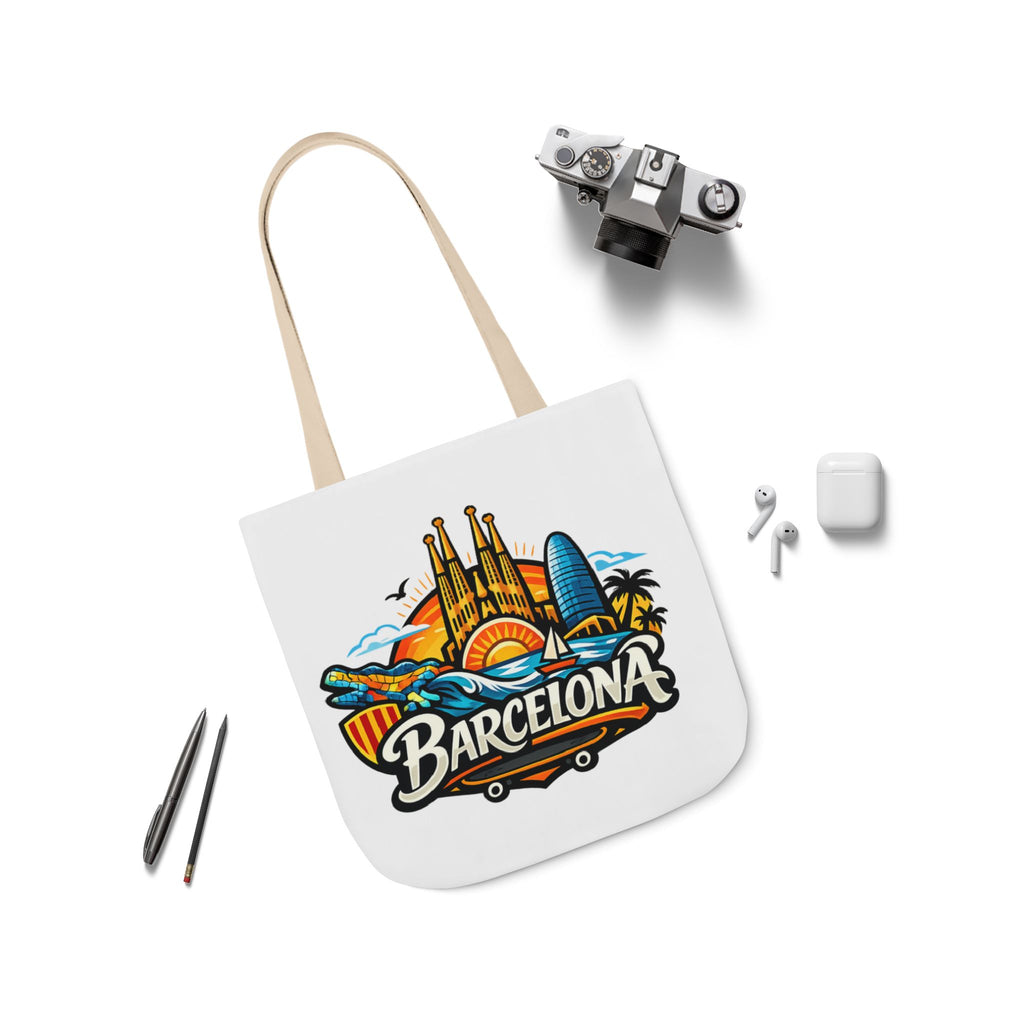 Barcelona Skyline Canvas Tote Bag — Colorful Travel Souvenir Tote