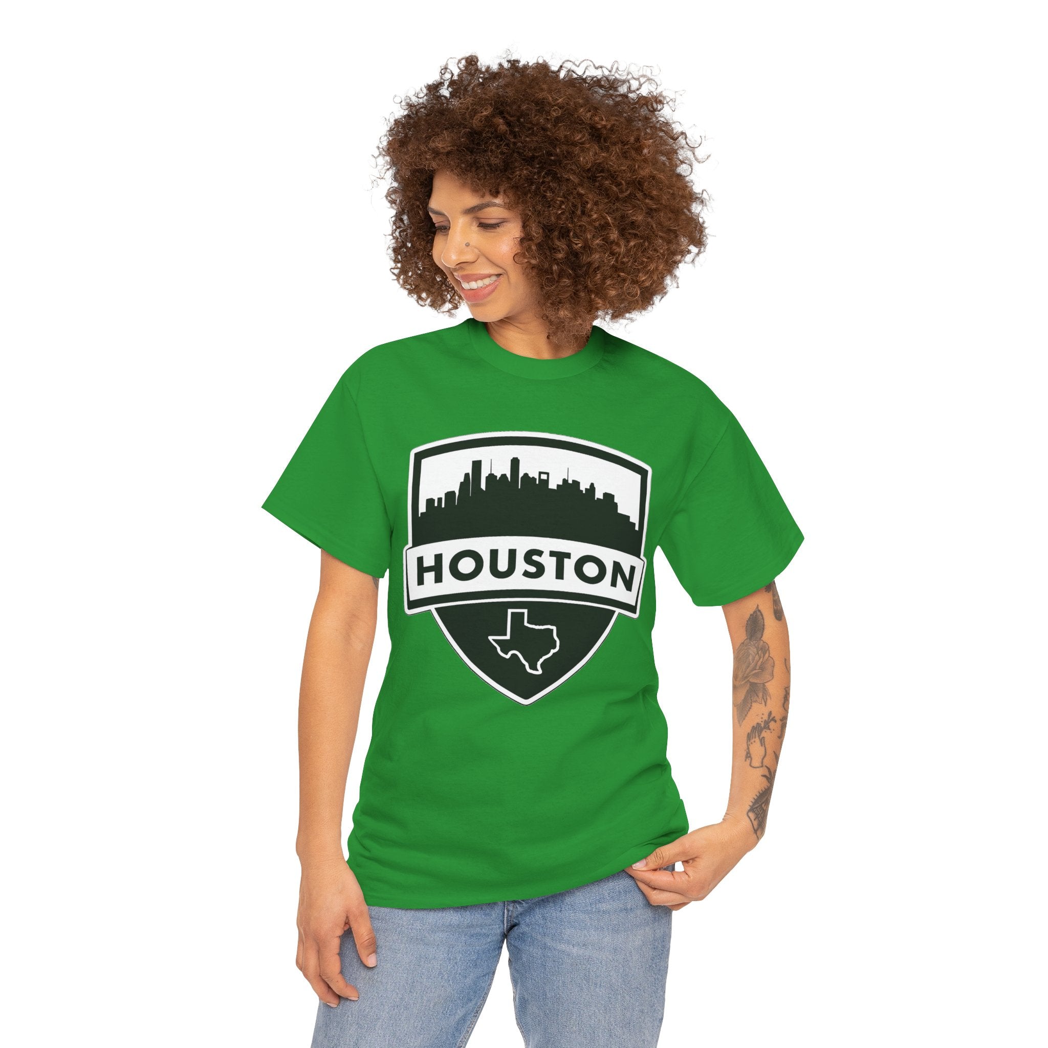 Houston Skyline Shield T-Shirt — Texas Outline City Pride Tee
