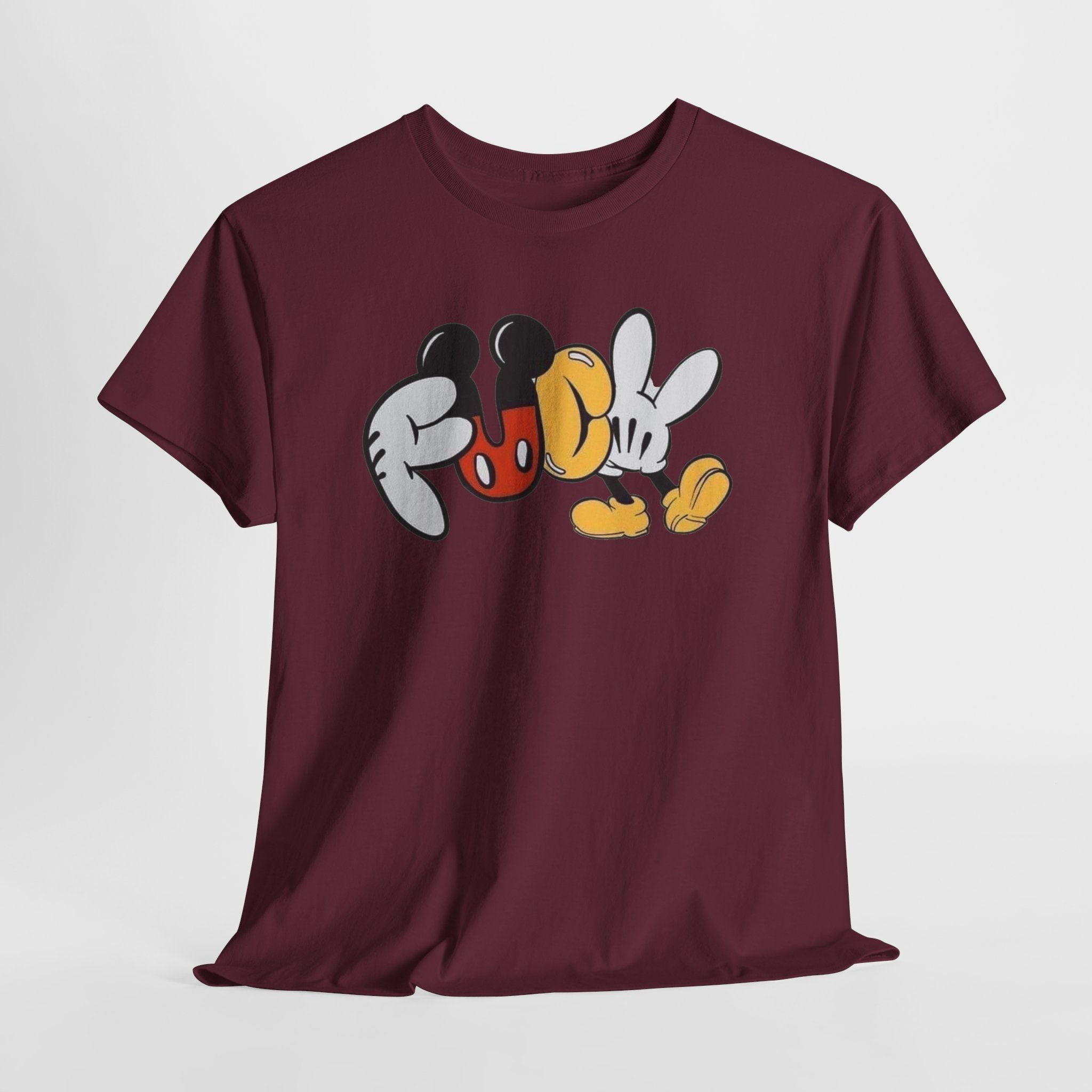 F**K Disney Graphic Tee — Playful Cartoon Hands & Shoes Design