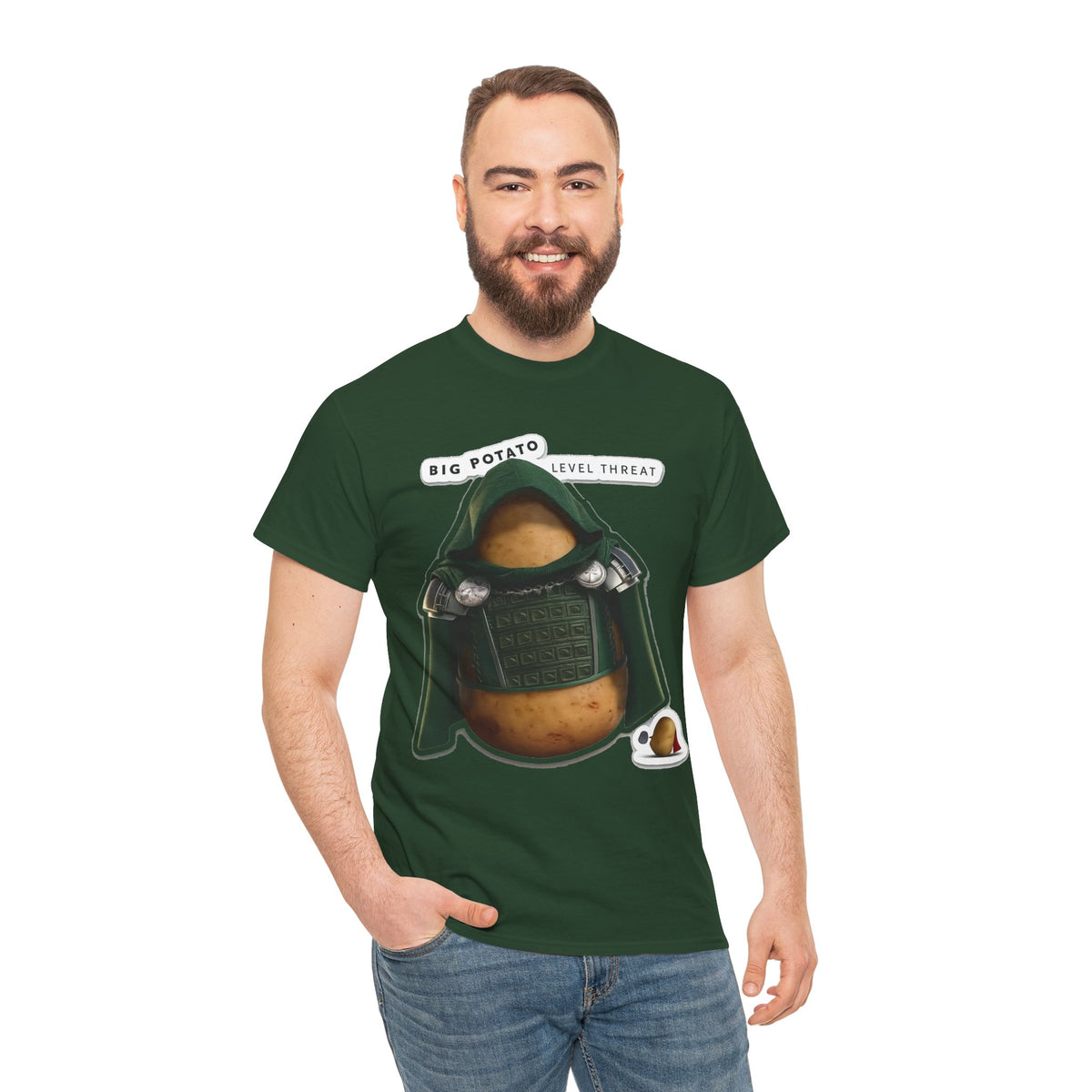 Big Potato "Level Threat" Doom Tee — Funny Potato Soldier Graphic T-Shirt