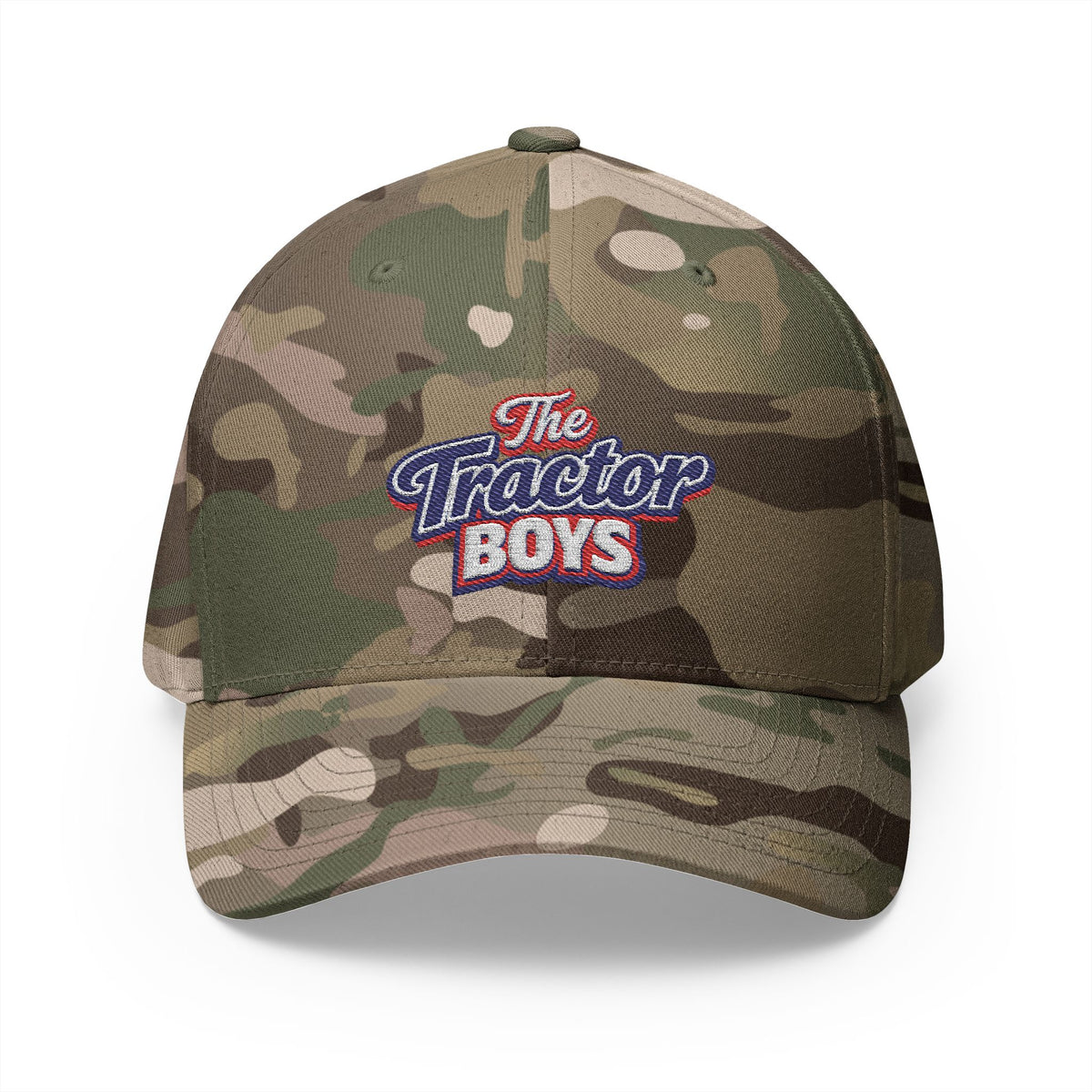 Embroidered 'The Tractor Boys' Structured Cap - Retro Red & Blue Logo