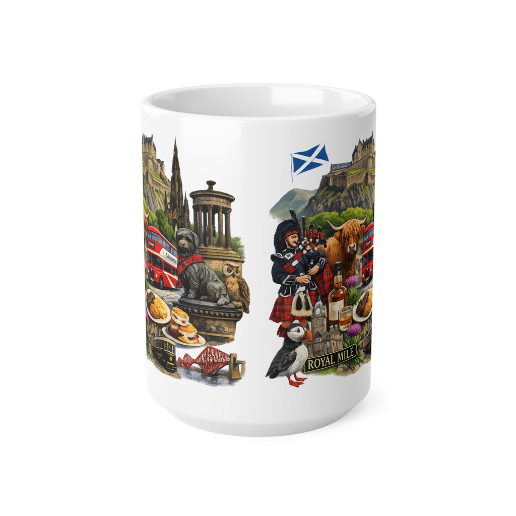 Scotland Souvenir Coffee Mug — Edinburgh Icons Collage (11oz & 15oz)