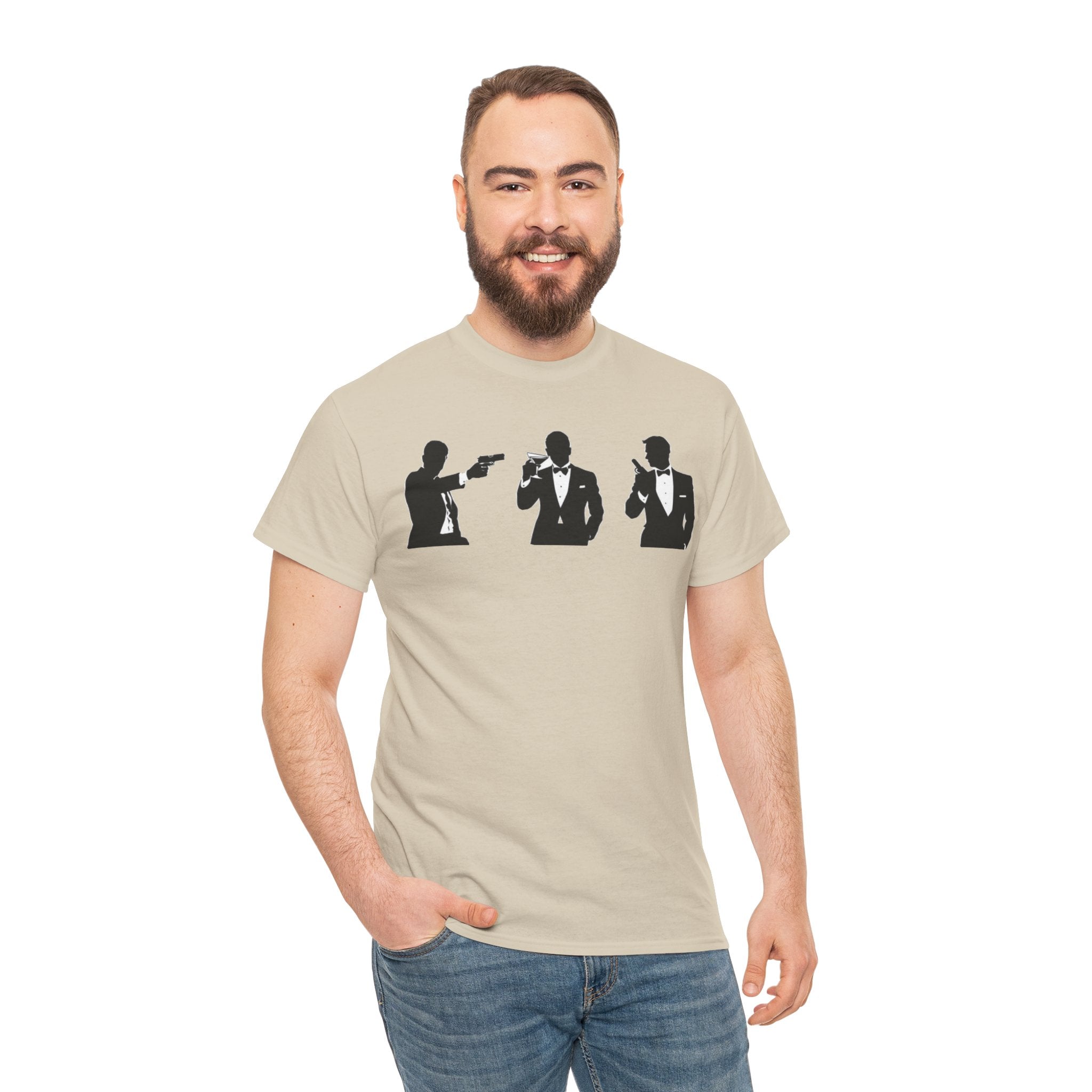 Bond in Suits Silhouette Tee — Classic James Bond Tuxedo Graphic Shirt