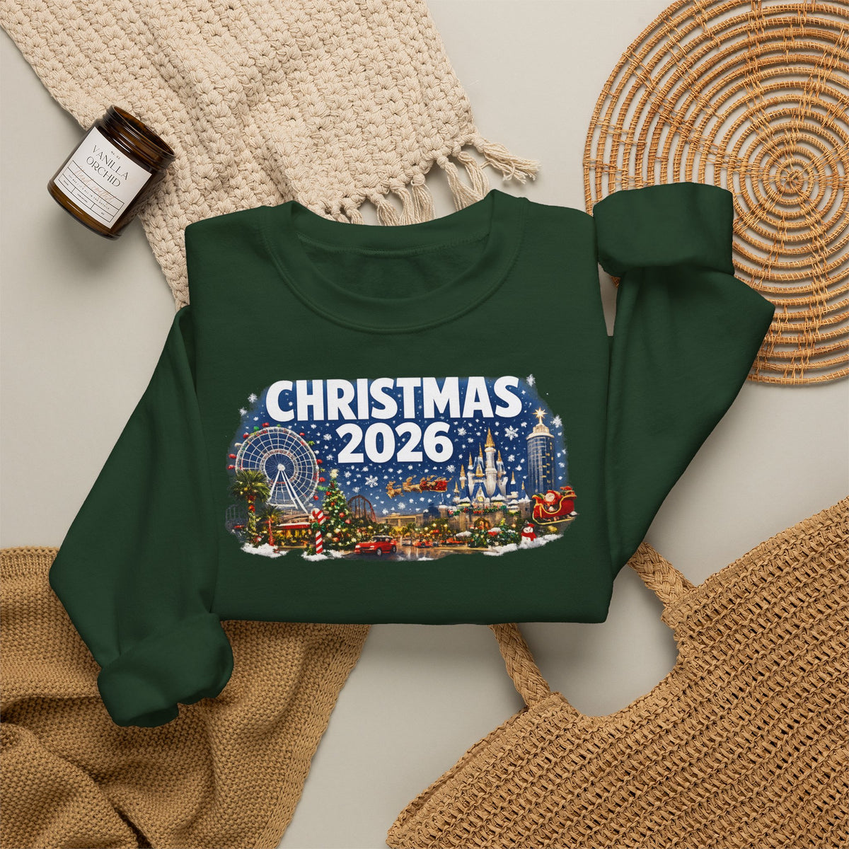 Christmas 2026 Holiday Sweatshirt – Festive Winter Cityscape Crewneck