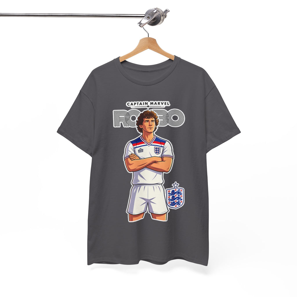 Bryan Robson Retro England Football Cotton T-Shirt / Tee — "Captain Marvel" Soccer Player Graphic