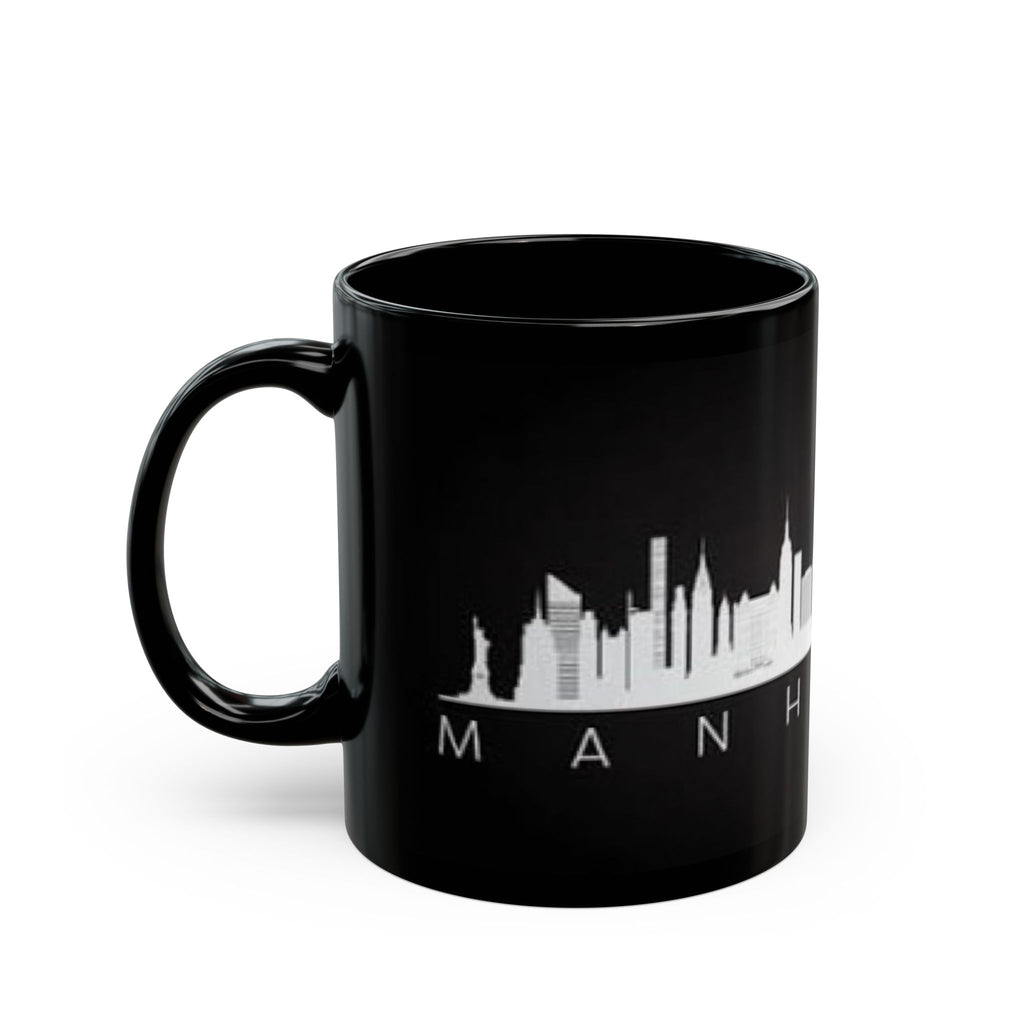 Manhattan Skyline Black Mug — Cityscape Coffee Cup (11oz & 15oz)