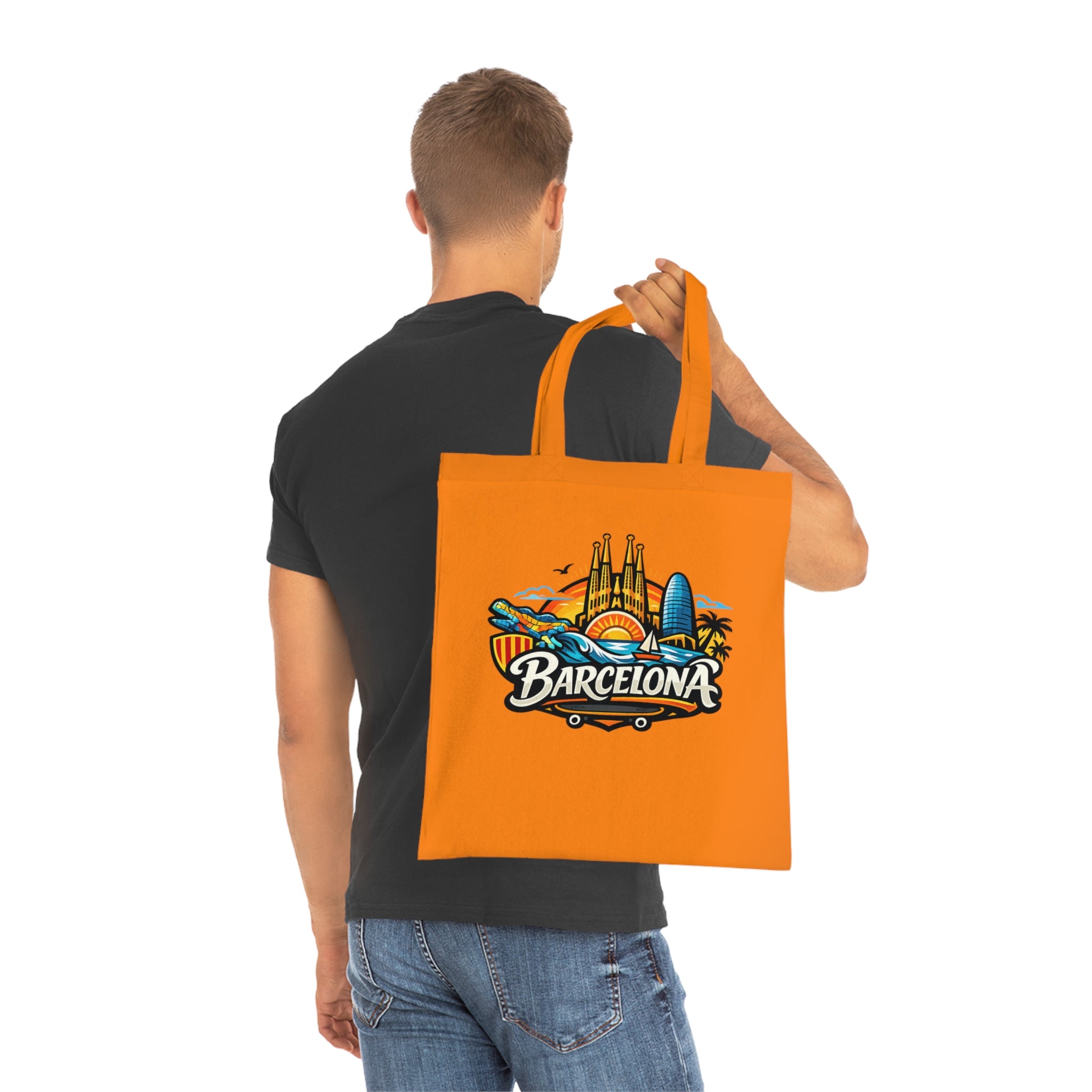 Barcelona Skyline Cotton Tote — Souvenir Travel Beach Bag