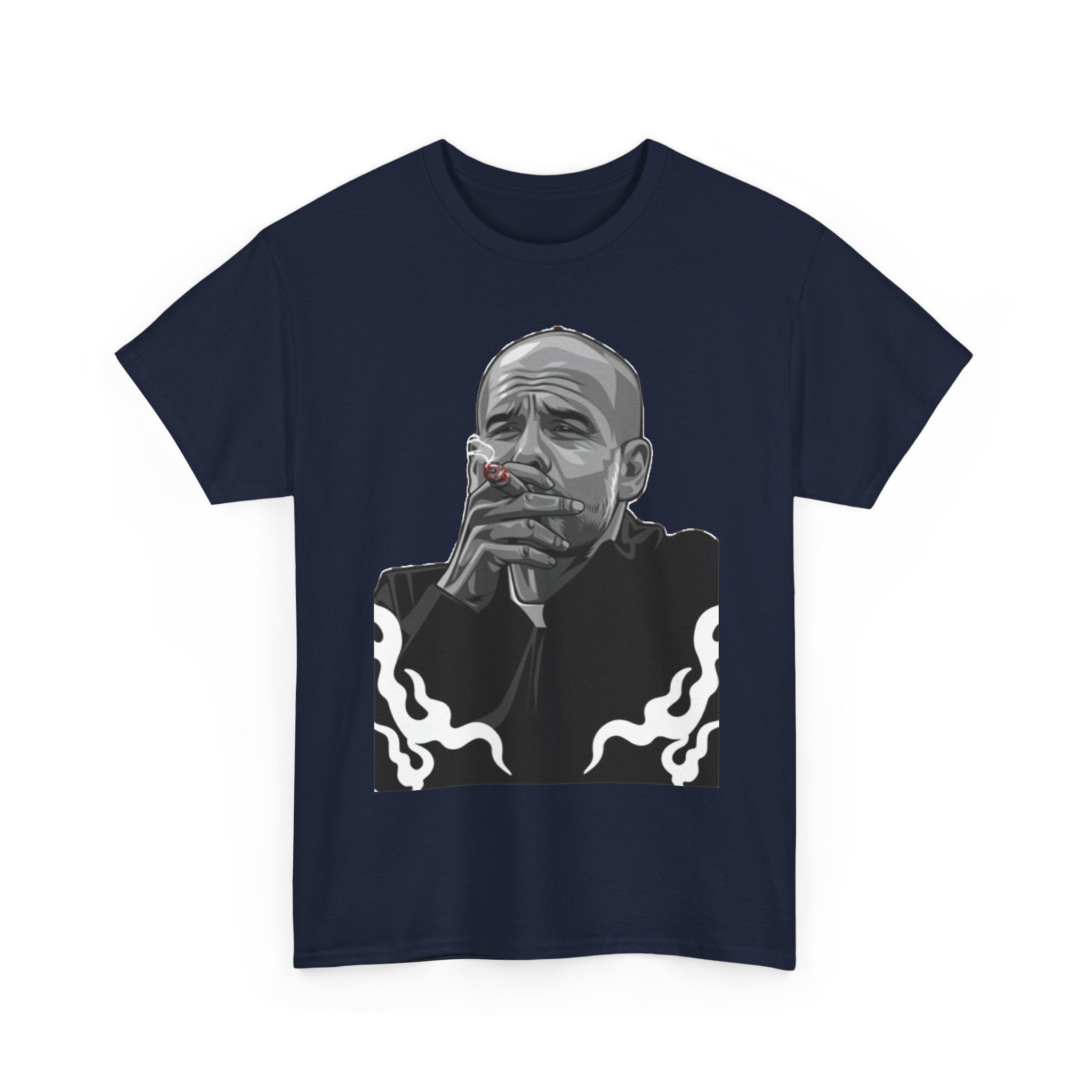 Pep Guardiola Smoking Portrait T‑Shirt — Moody Graphic Tee