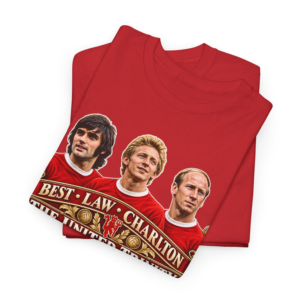 T-Shirt — 'The United Trinity: Best · Law · Charlton' Vintage Football Tribute Tee
