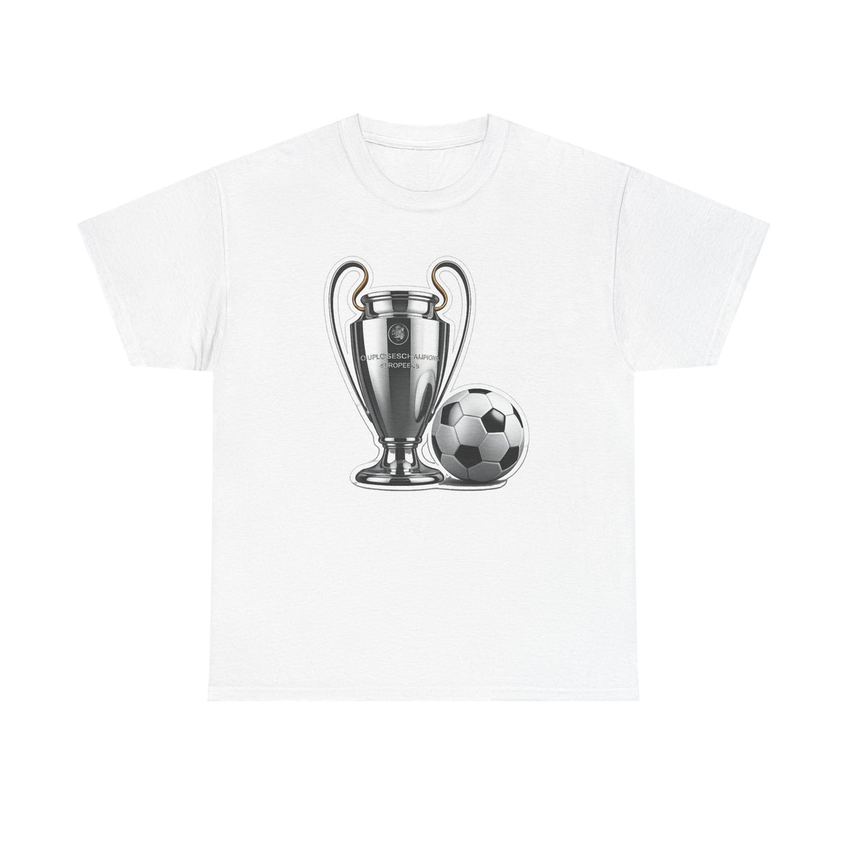 European Cup / Champions League Trophy & Ball Graphic Cotton T-Shirt