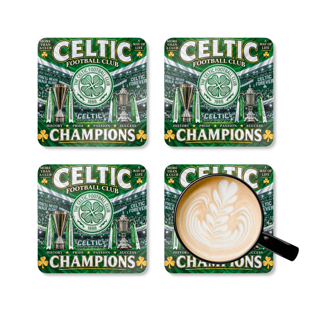 Celtic Football Club 'Champions' Cork Coaster Set — 4-Pack Fan Barware