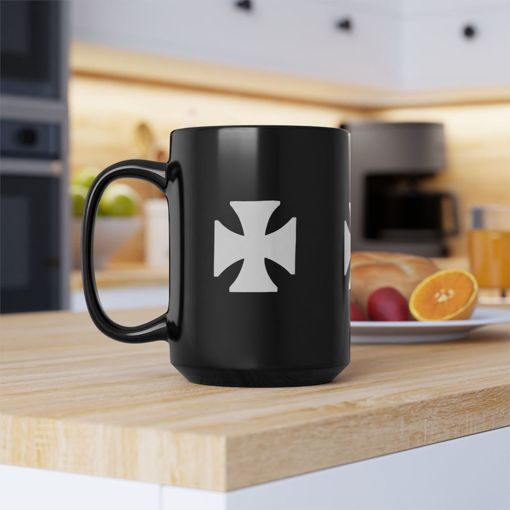 Manchester City ST Mark's Black Ceramic Mug with White Maltese Cross – Gothic Coffee Cup (11oz, 15oz)