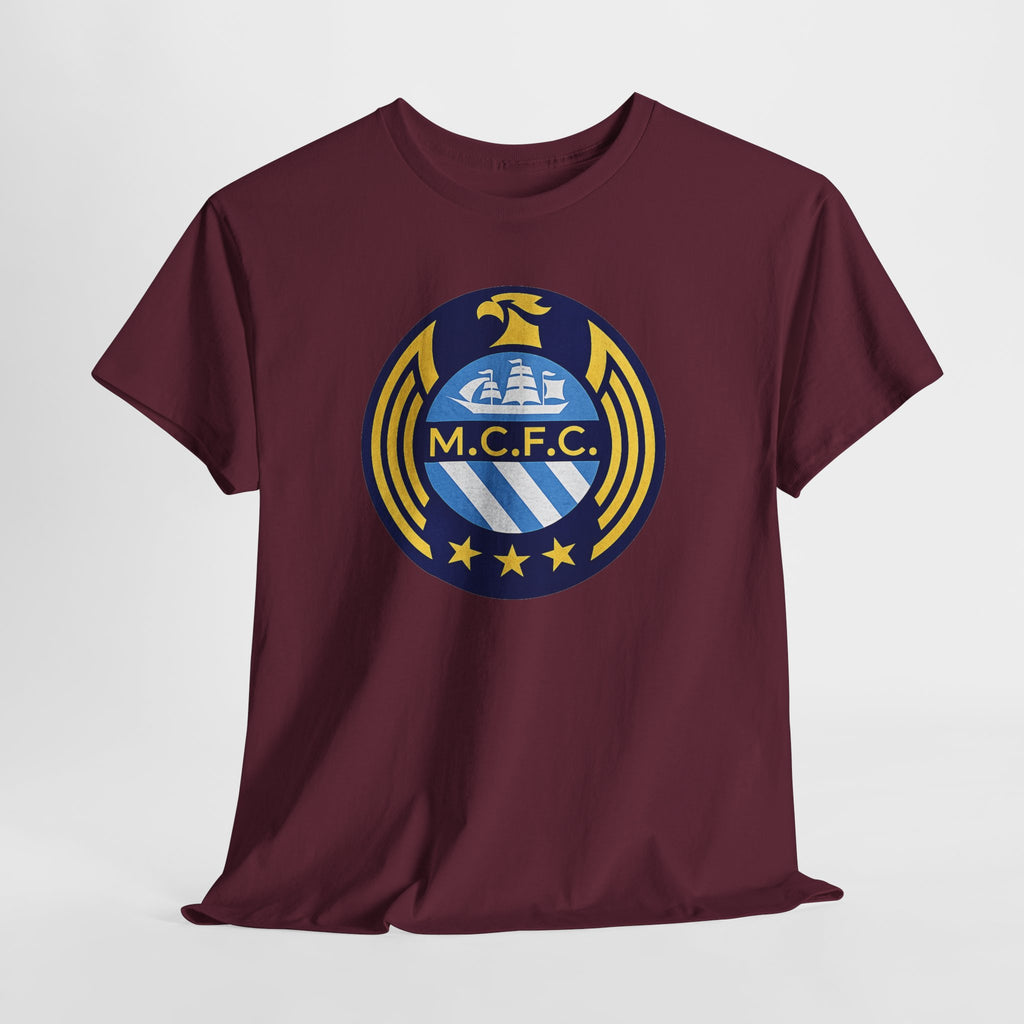 MCFC Crest T-Shirt — Vintage Blue & Gold Soccer Tee