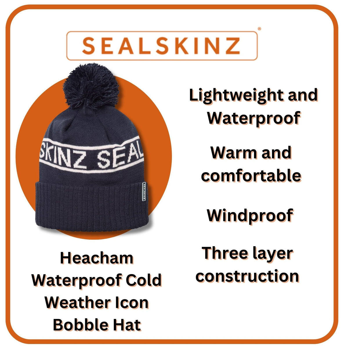 Mens & Ladies Waterproof Cold Weather Icon Bobble Hat