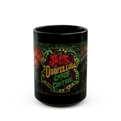 Black Ceramic Mug — 'Jack & Oddfellow Chaos Control' Horror Gamer Coffee Cup