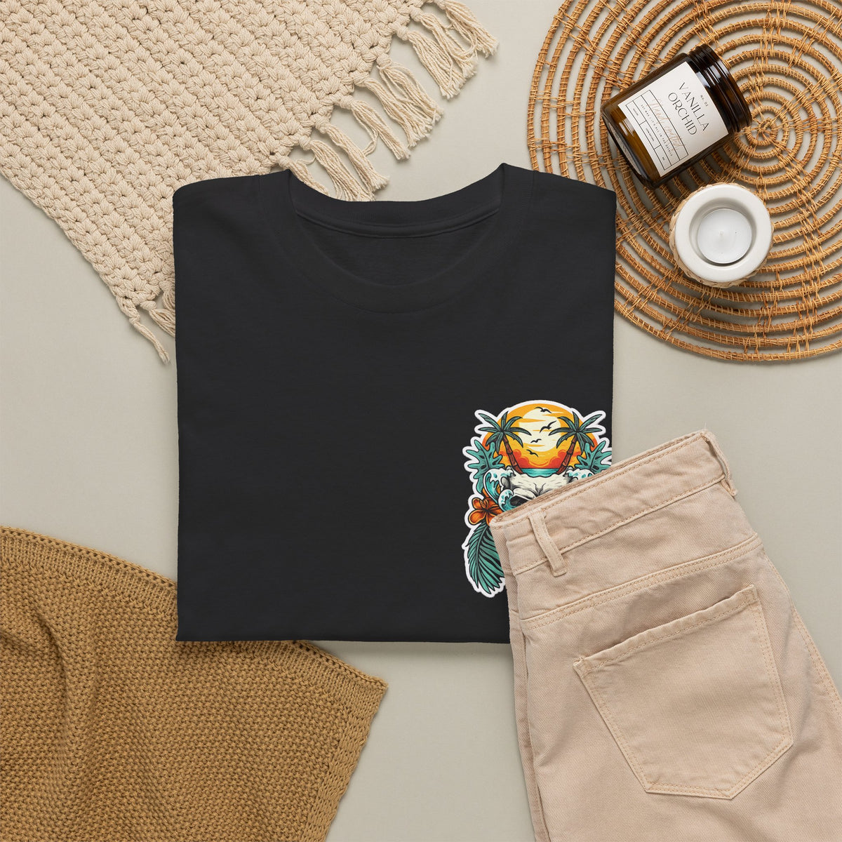 Tropical Skull Tee — Sunset Palm Beach Skull T-Shirt