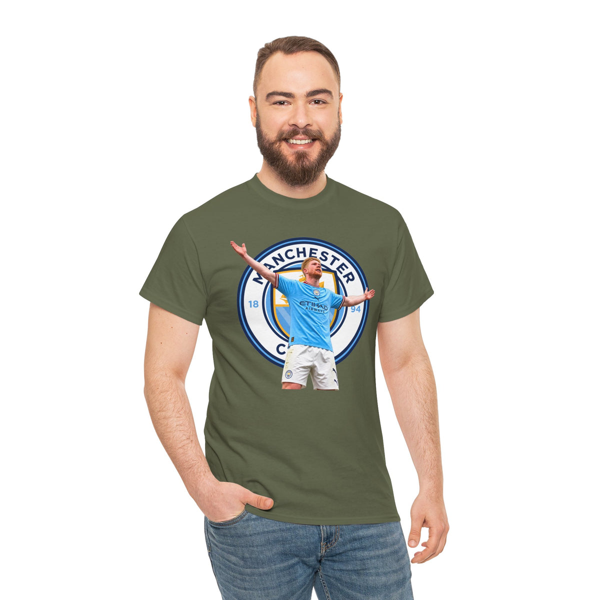 Kevin De Bruyne Manchester Football Club Legend Cotton T-Shirt — Player Celebration Graphic T-Shirt