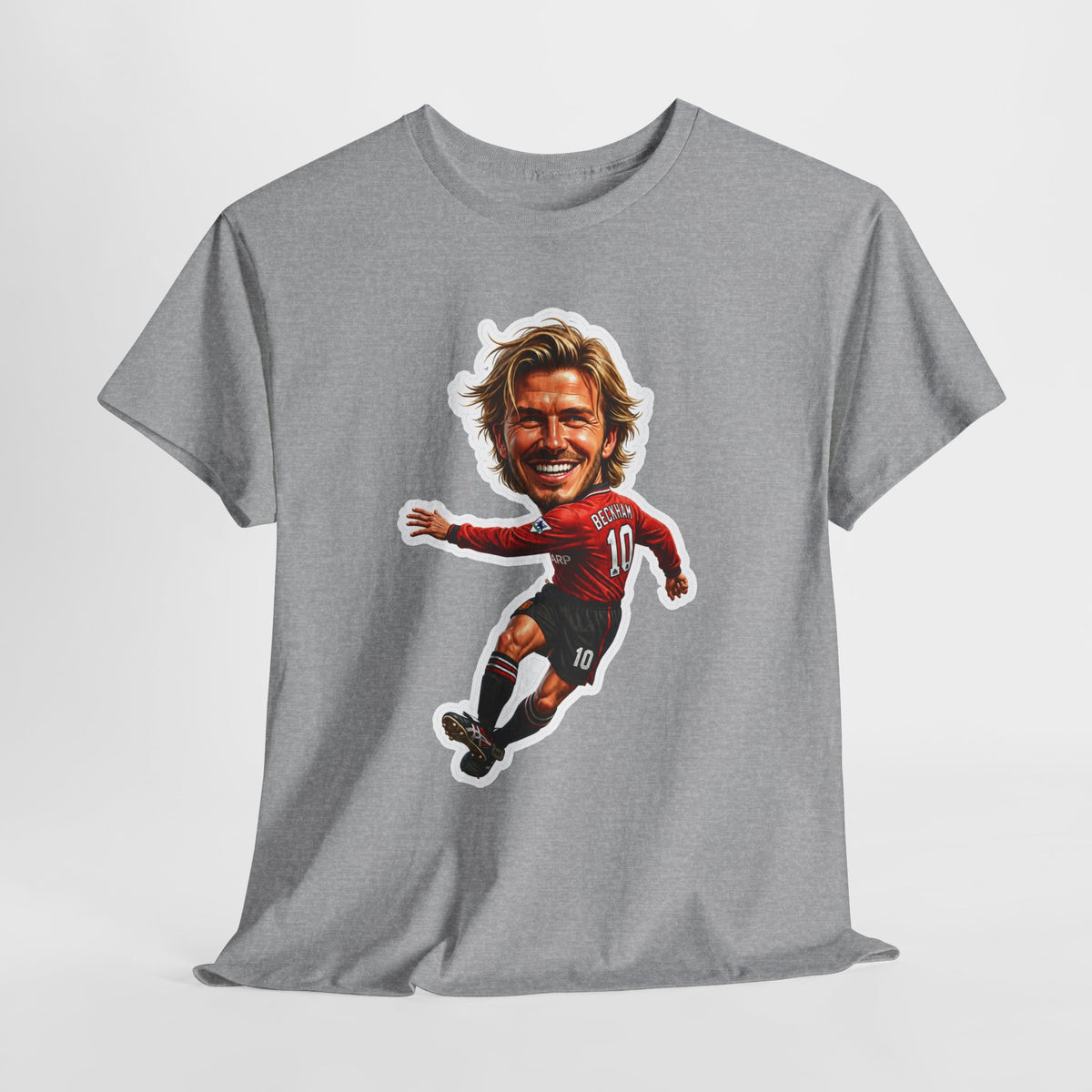 Beckham Caricature Cotton T-Shirt — Retro Football Player Graphic Tee