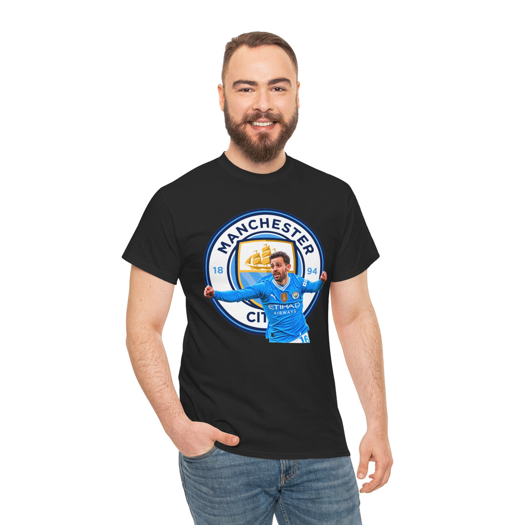 Bernardo SIlva Manchester City legend Cotton T‑Shirt — Blue Crest Football Tee