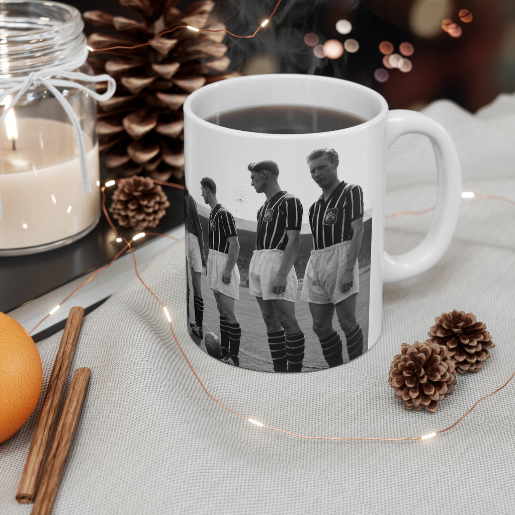 Manchester City 1956 FA Cup Final Team Photo Mug — Retro Black & White Football Ceramic Coffee Cup (11oz, 15oz)