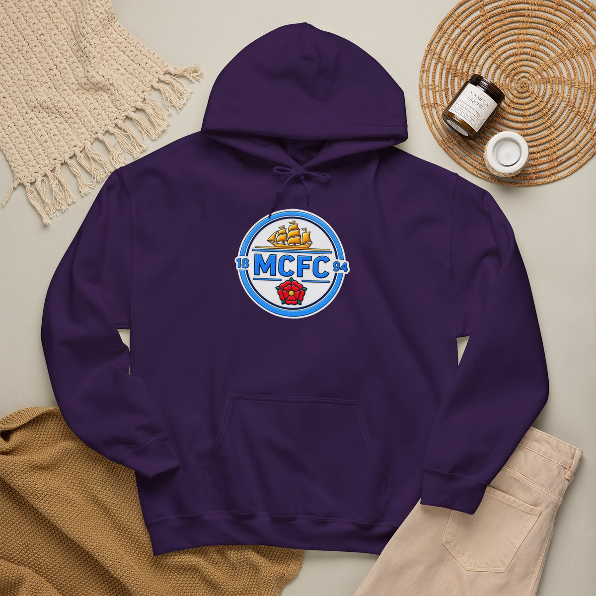 MCFC Logo Hoodie – Vintage Football Club Crest Pullover