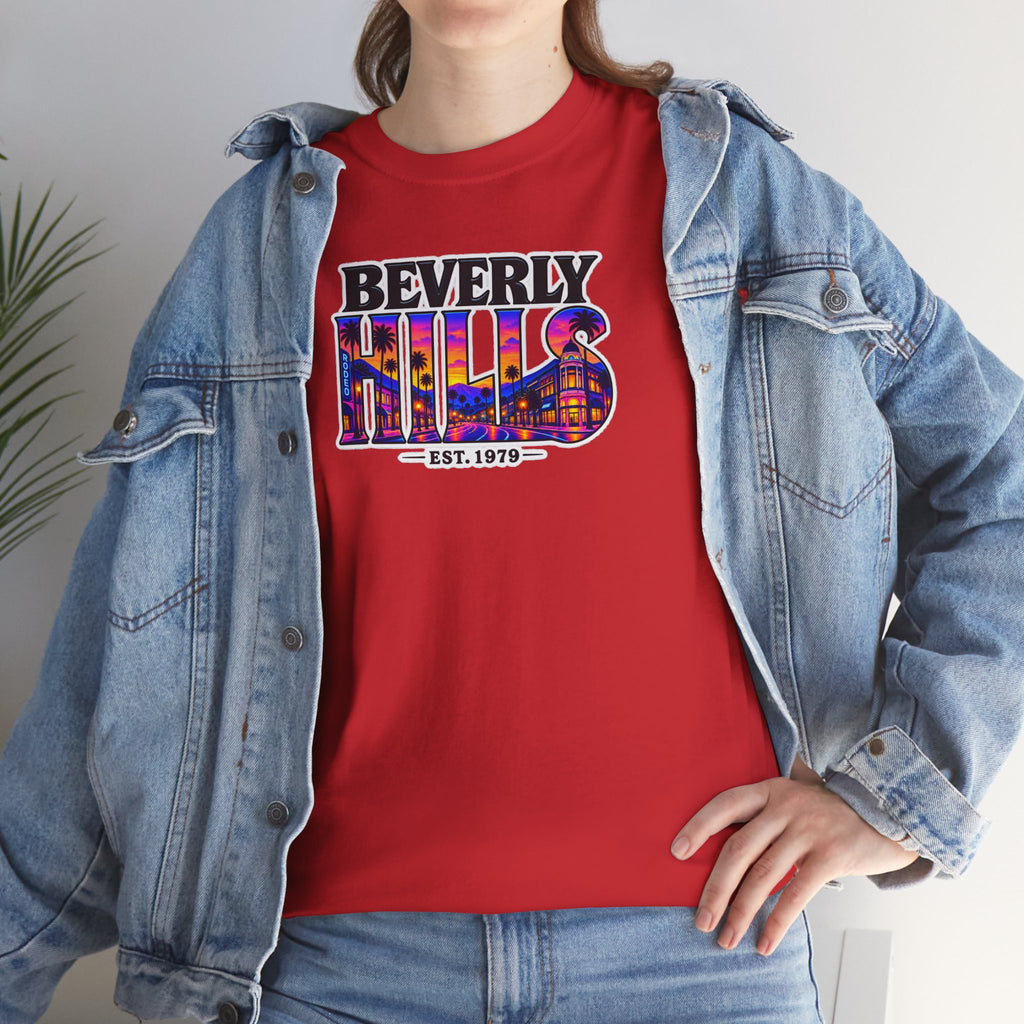Beverly Hills Retro Sunset Tee — 'Beverly Hills EST. 1979' Graphic T-Shirt