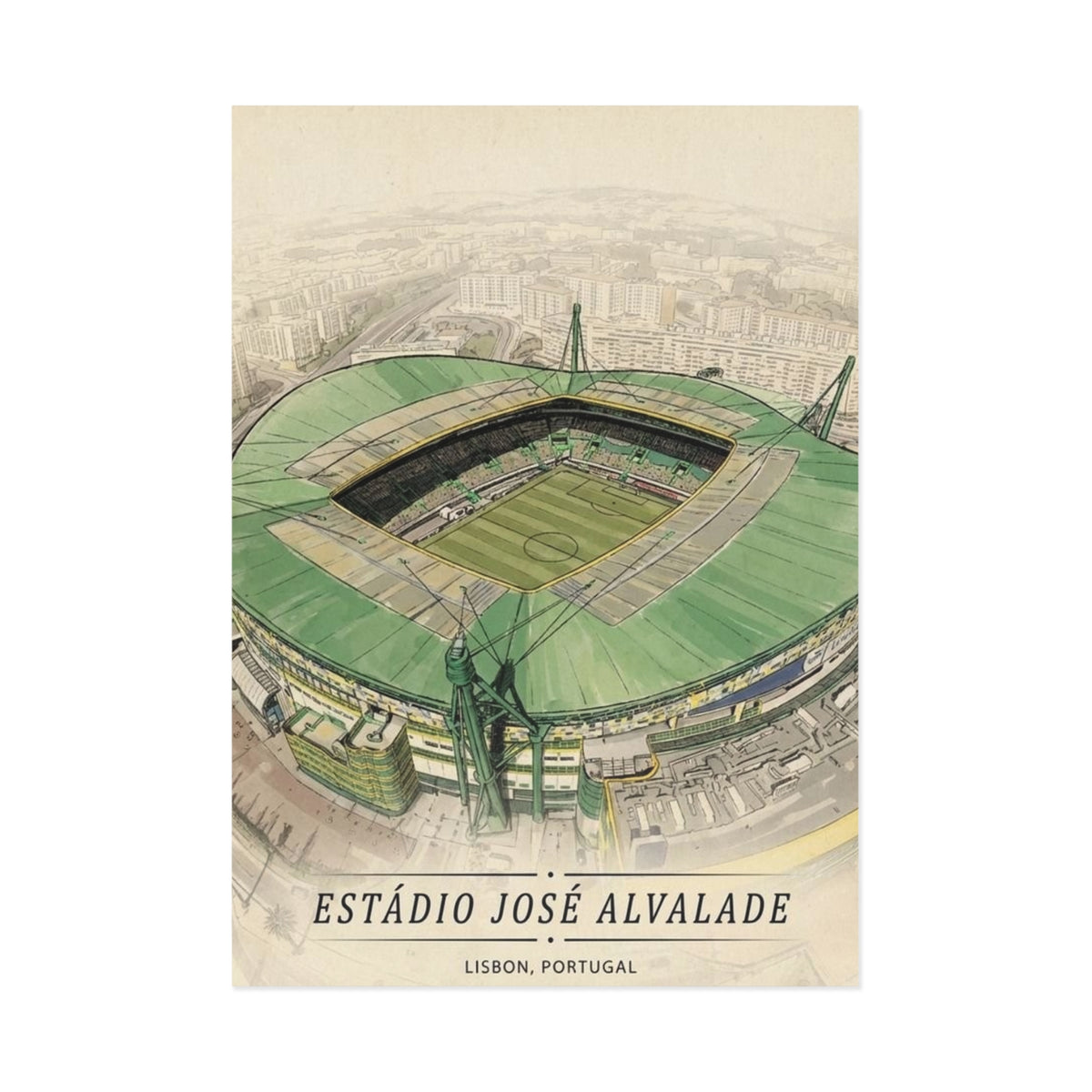 Estádio José Alvalade Vintage Stadium Art Postcard Card