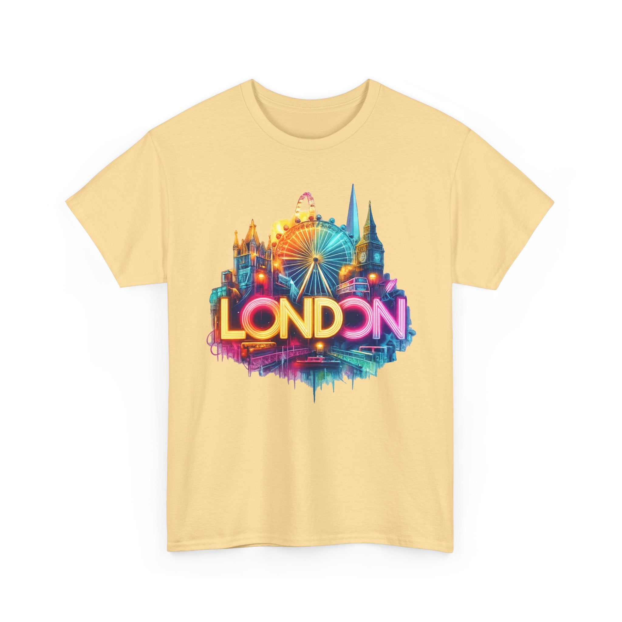 London Skyline Tee — Colorful Neon London Landmark T-Shirt