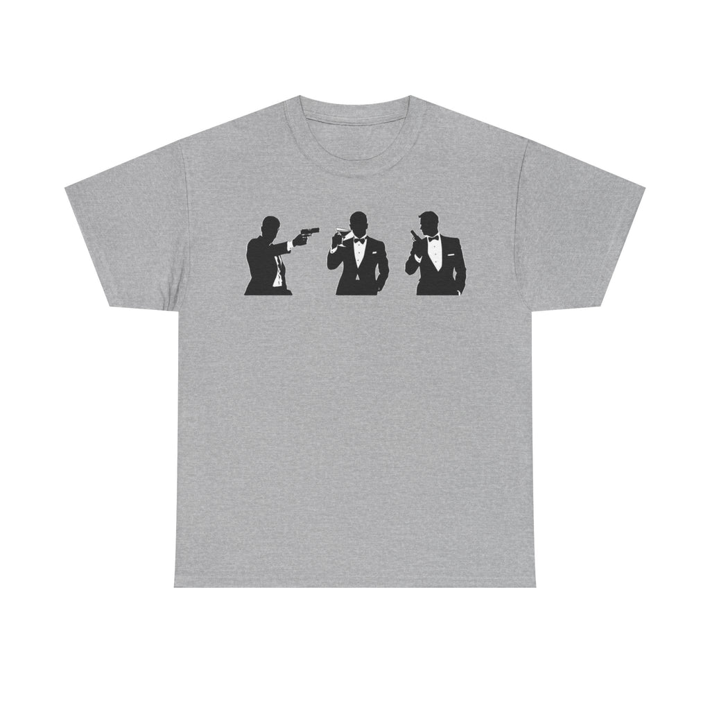 Bond in Suits Silhouette Tee — Classic James Bond Tuxedo Graphic Shirt