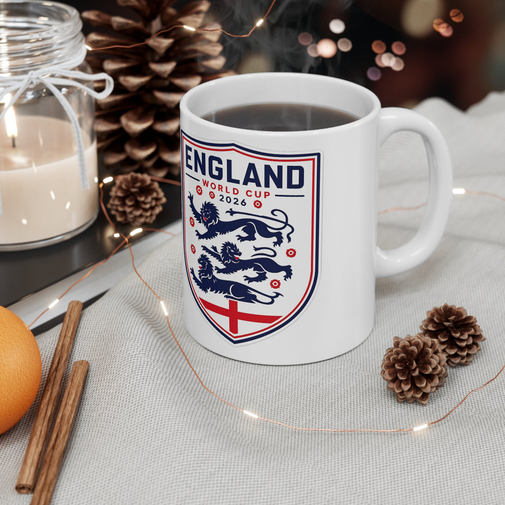 England World Cup 2026 Crest Mug — Ceramic Coffee Cup (11oz & 15oz)