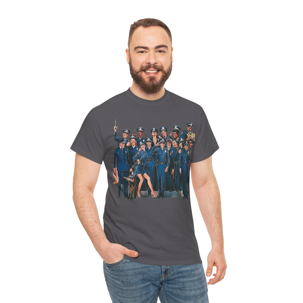 Police Academy Movie Inspired Cotton T‑Shirt — Retro Squad Photo Tee