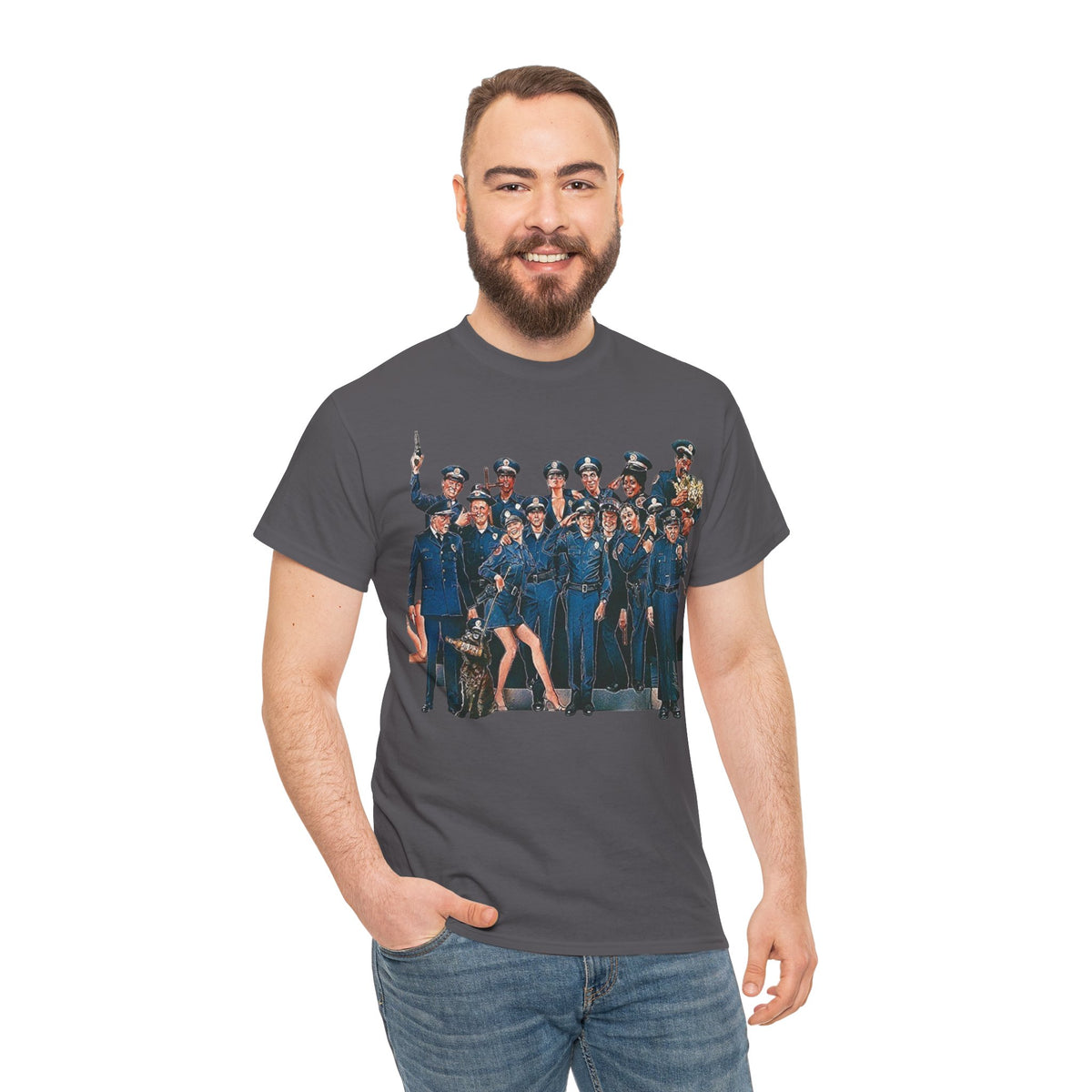 Police Academy Movie Inspired Cotton T‑Shirt — Retro Squad Photo Tee