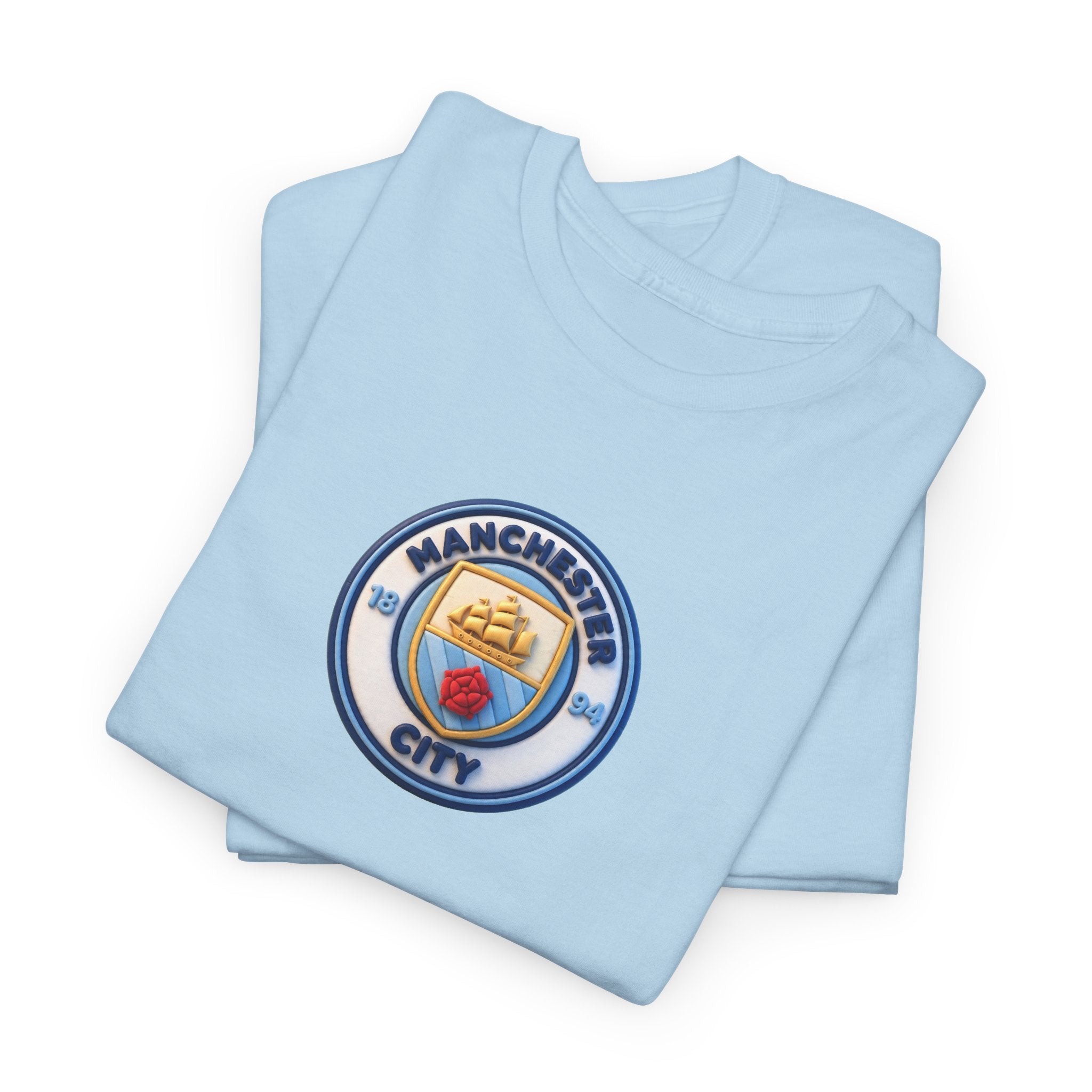 Manchester City Crest Unofficial 3D T-Shirt — Minimal Soccer Logo Tee