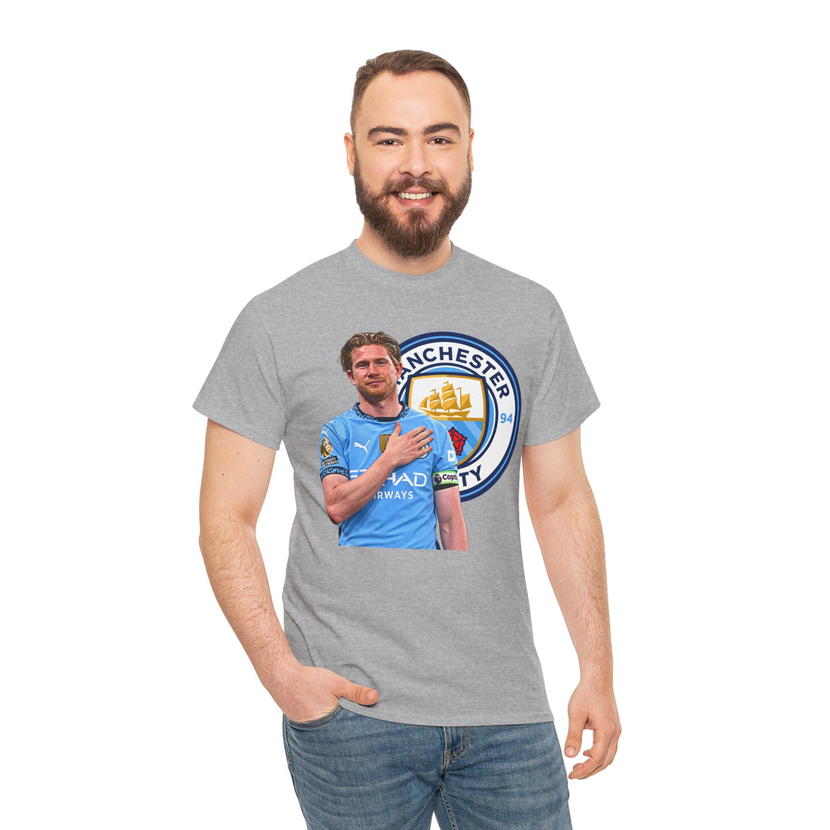 Kevin De Bruyne Manchester City Legend Cotton T-Shirt — Player Tribute Tee (Heart Badge Design)