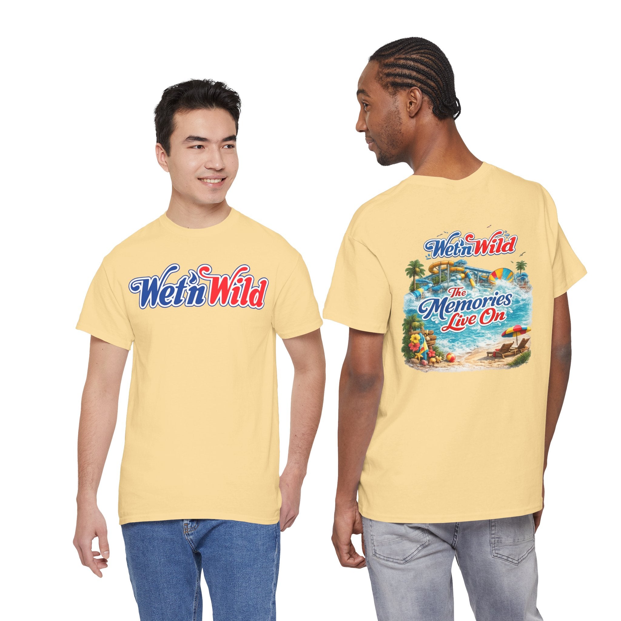 Wet'n Wild Beach Tee — "The Memories Live On" Retro Island Graphic Shirt