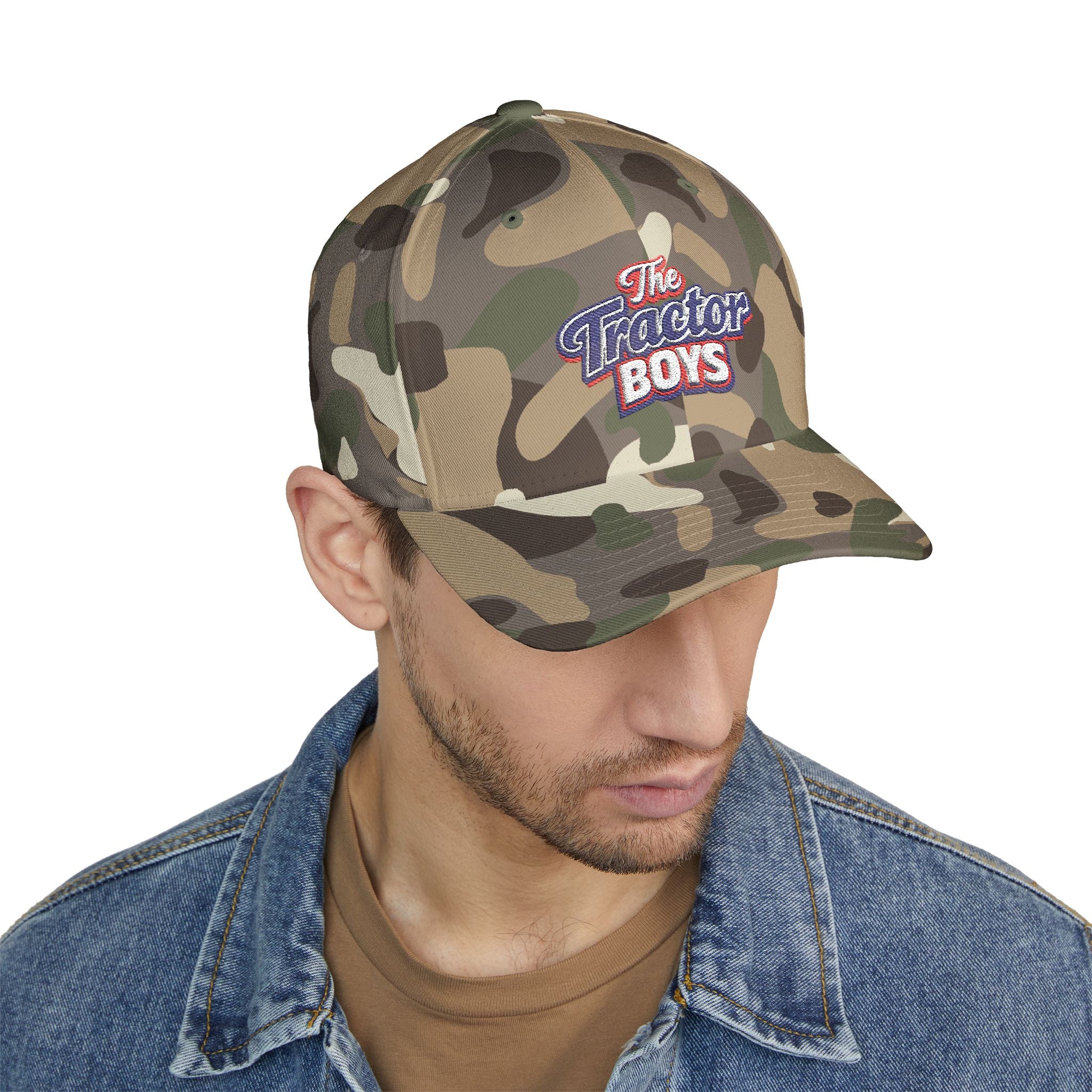 Embroidered 'The Tractor Boys' Structured Cap - Retro Red & Blue Logo