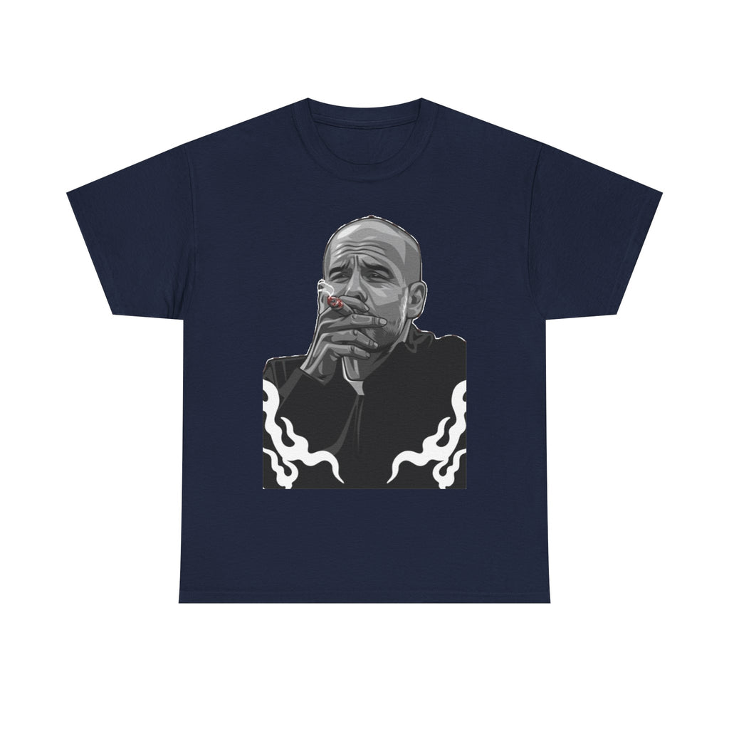Pep Guardiola Smoking Portrait T‑Shirt — Moody Graphic Tee