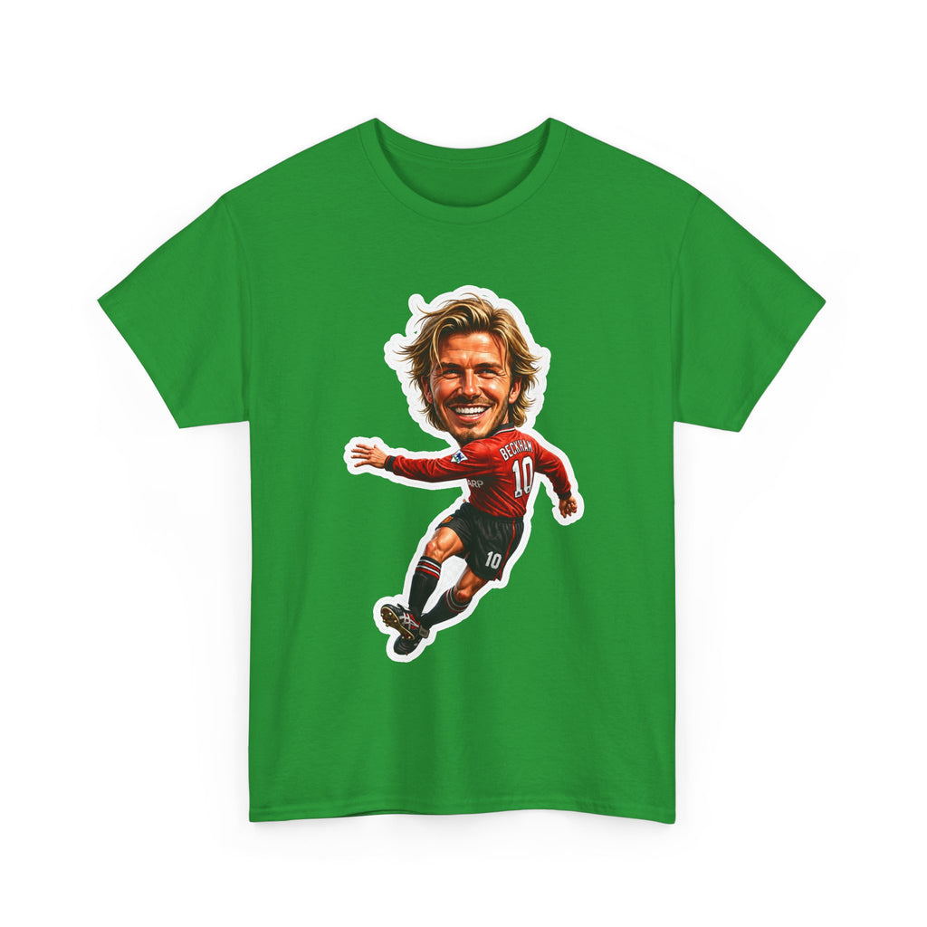 Beckham Caricature Cotton T-Shirt — Retro Football Player Graphic Tee