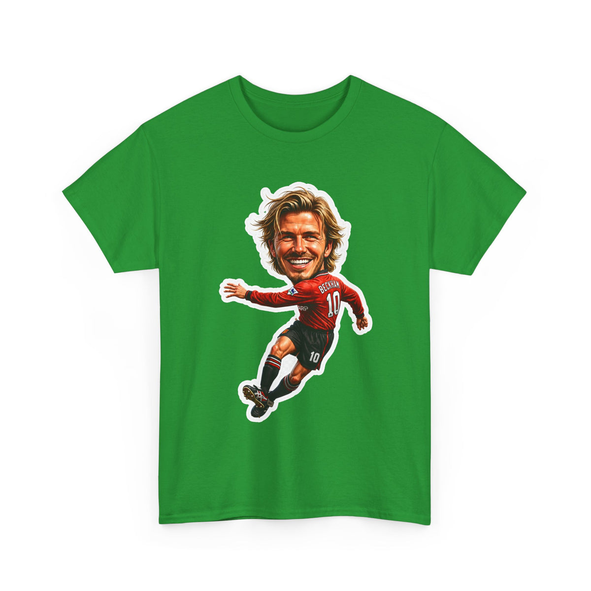 Beckham Caricature Cotton T-Shirt — Retro Football Player Graphic Tee