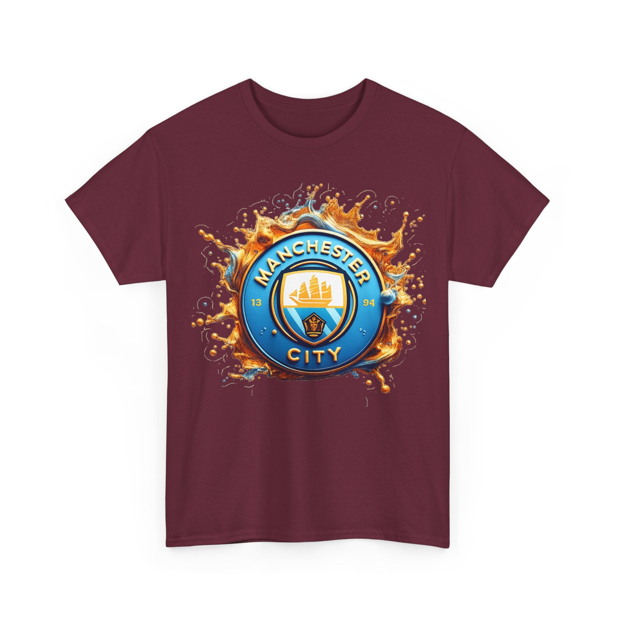 Manchester City Inspired Splash Logo Cotton T-Shirt