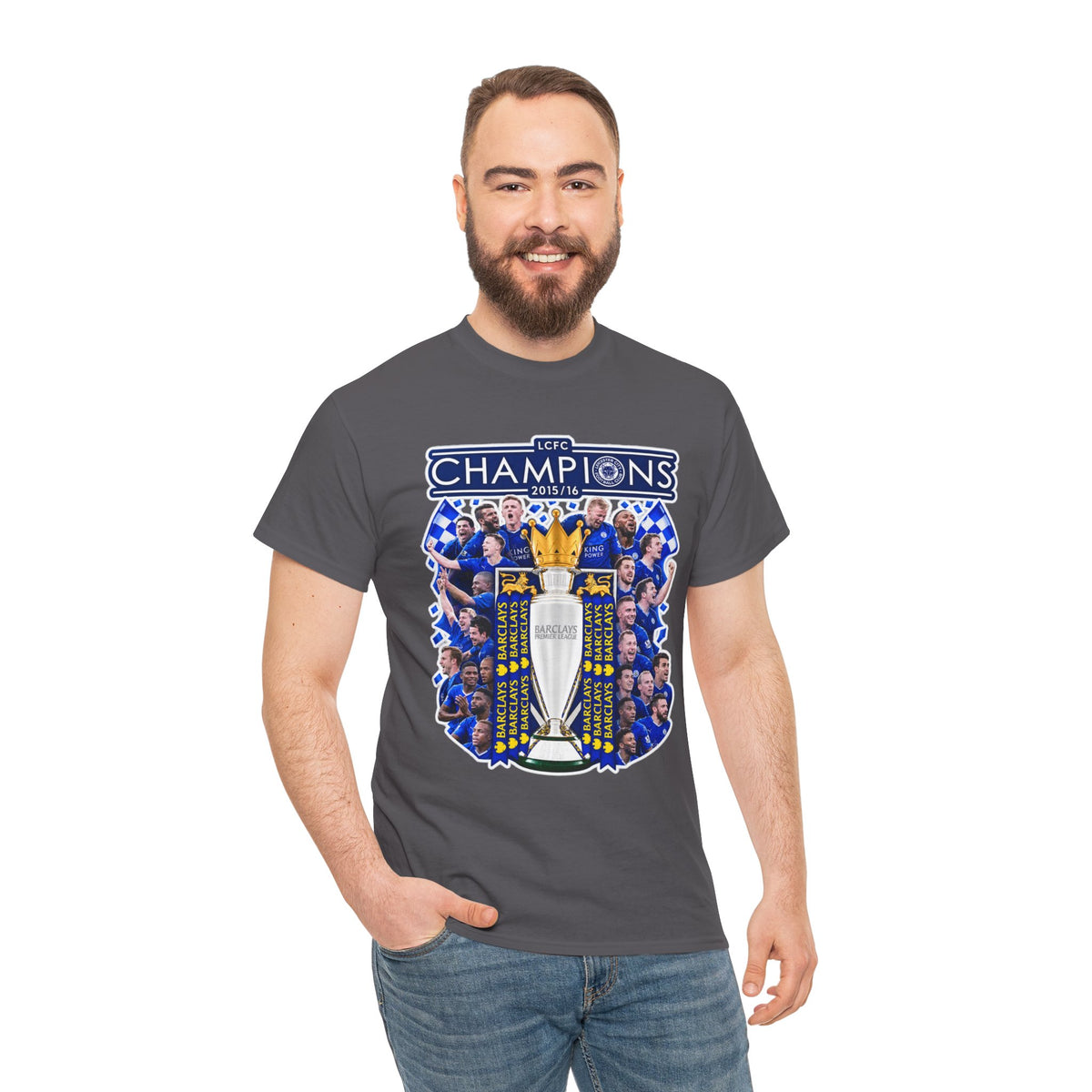 Leicester City 2015/2016 Champions Trophy Soccer T-Shirt — Team Victory Graphic Tee
