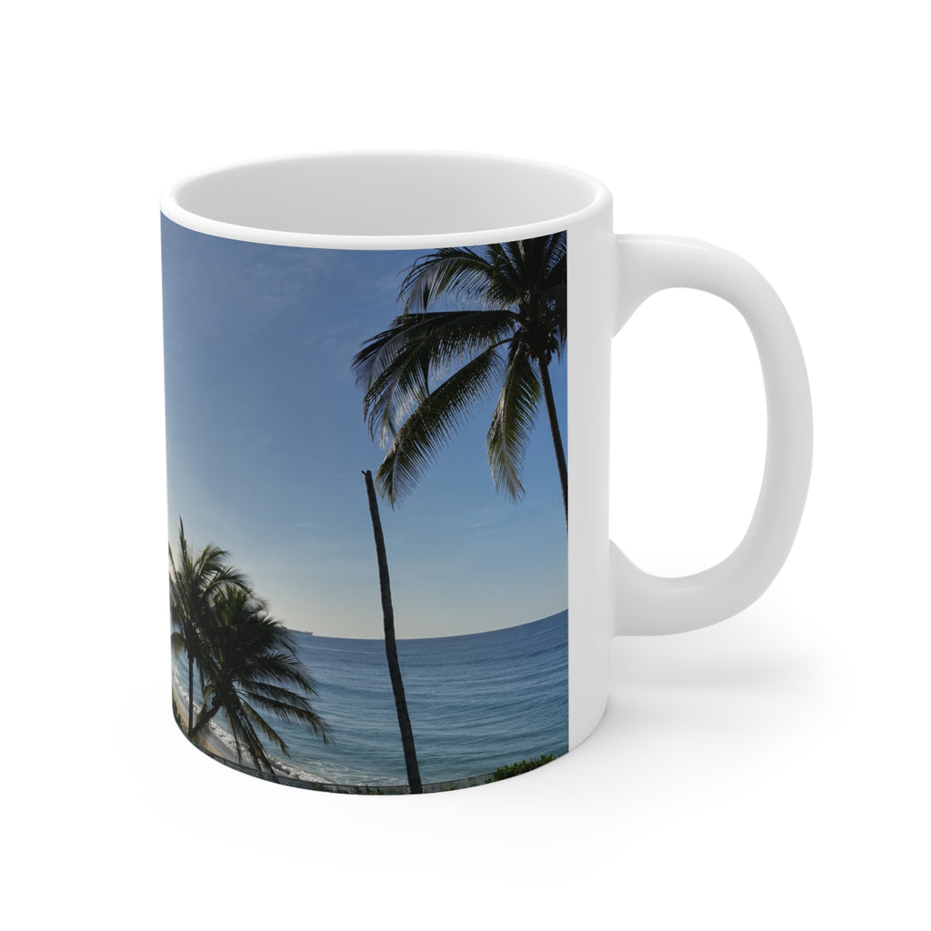 Barbados Tropical Sunrise Coffee Mug — Beach Palm Tree Scenic Ceramic Mug (11oz & 15oz)