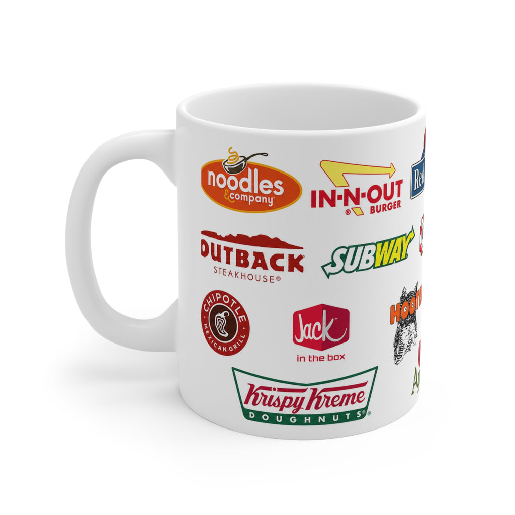 American Food Chains Collage Mug — Classic American Restaurant Brands Coffee Cup (11oz & 15oz)