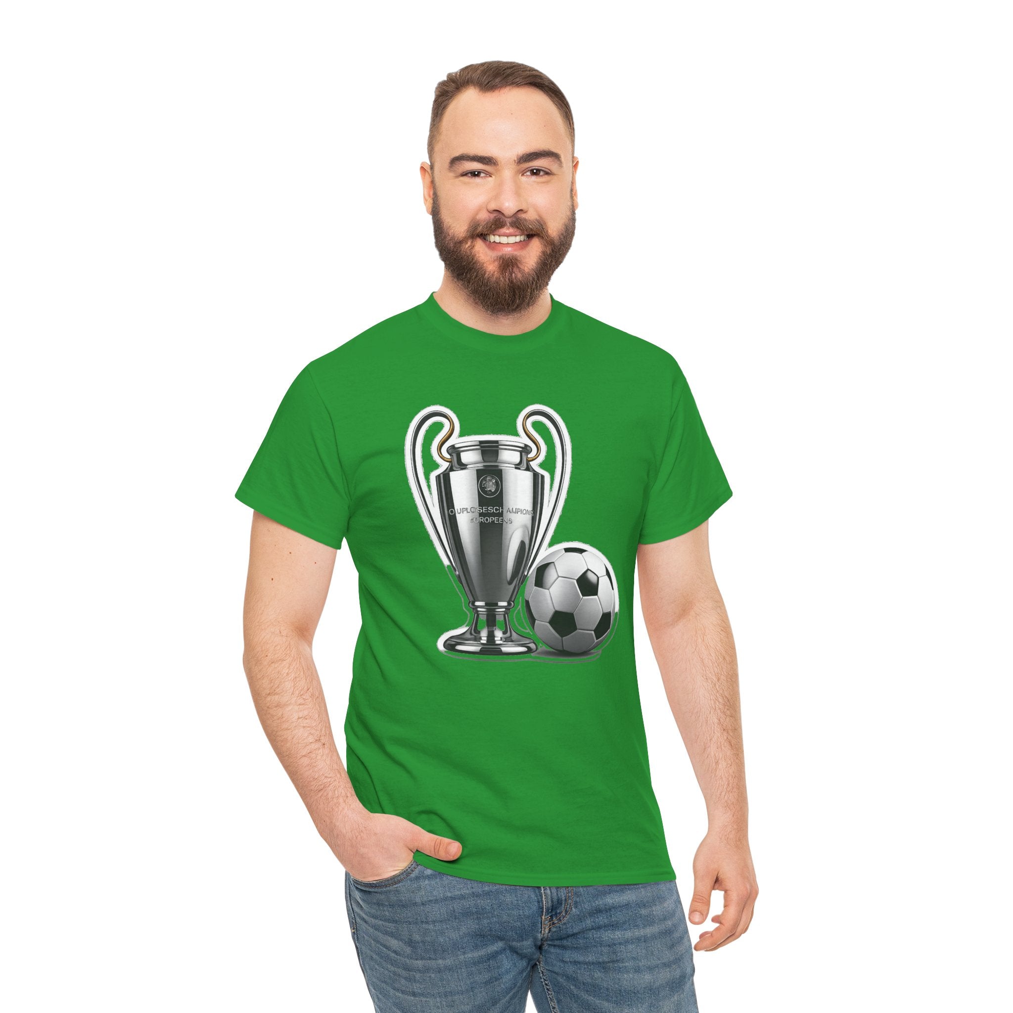 European Cup / Champions League Trophy & Ball Graphic Cotton T-Shirt